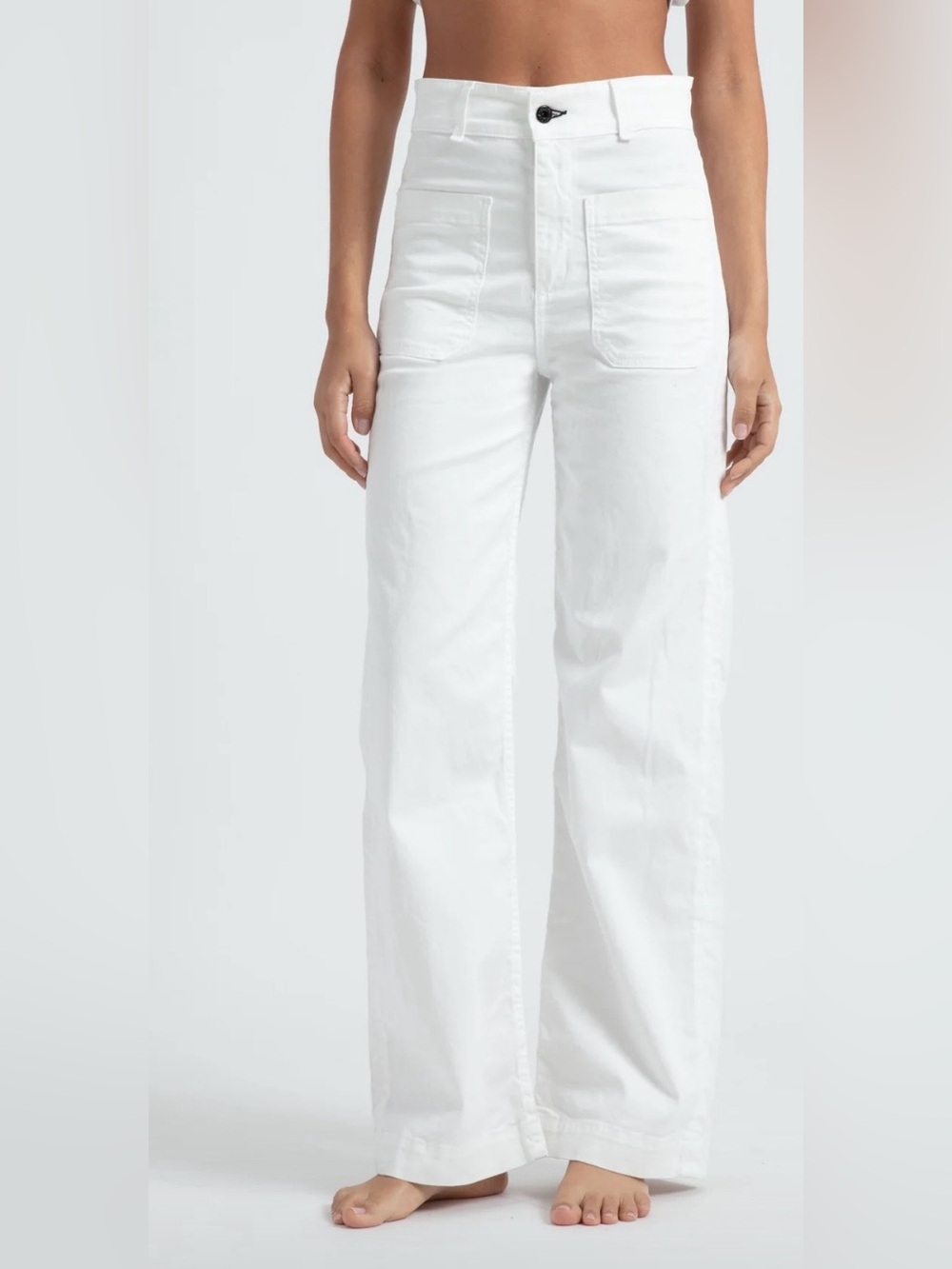 ASKKNY White Sailor Wide-Leg High-Rise Pants Front Pockets Size 27